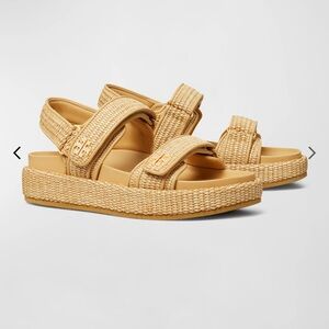 Tory Burch Kira Raffia Sandals EUC 9